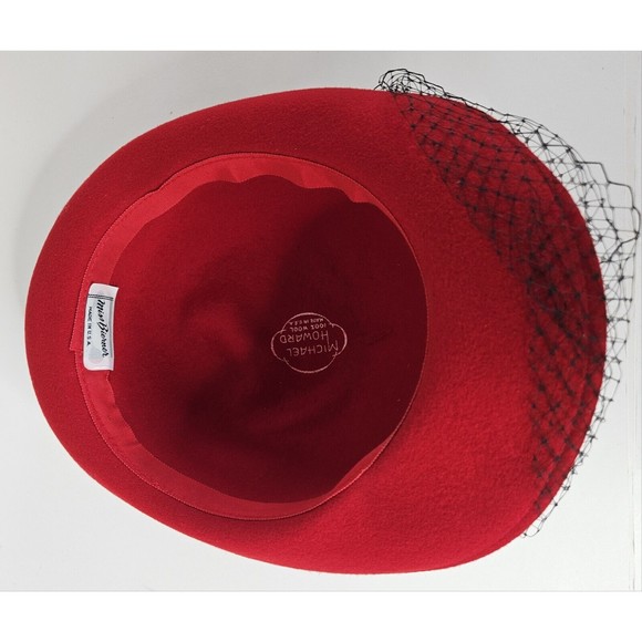 Michael Howard Miss Bierner Red Wool Hat HTF Rare - Picture 6 of 9